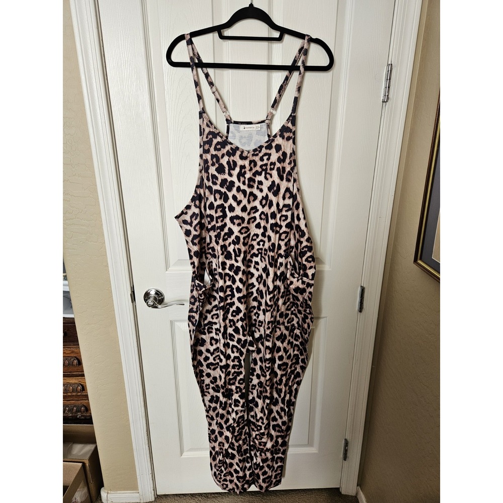 NIP OUFEIYA Women's Casual Jumper Romper Loose Baggy Jumpsuit, Animal, XL (10)